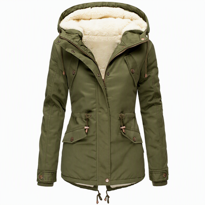 💥Jetzt stark nachgefragt! Nur wenig übrig!💥 Winterliche wattierte Damenjacke mit Kapuze und Fleecefutter