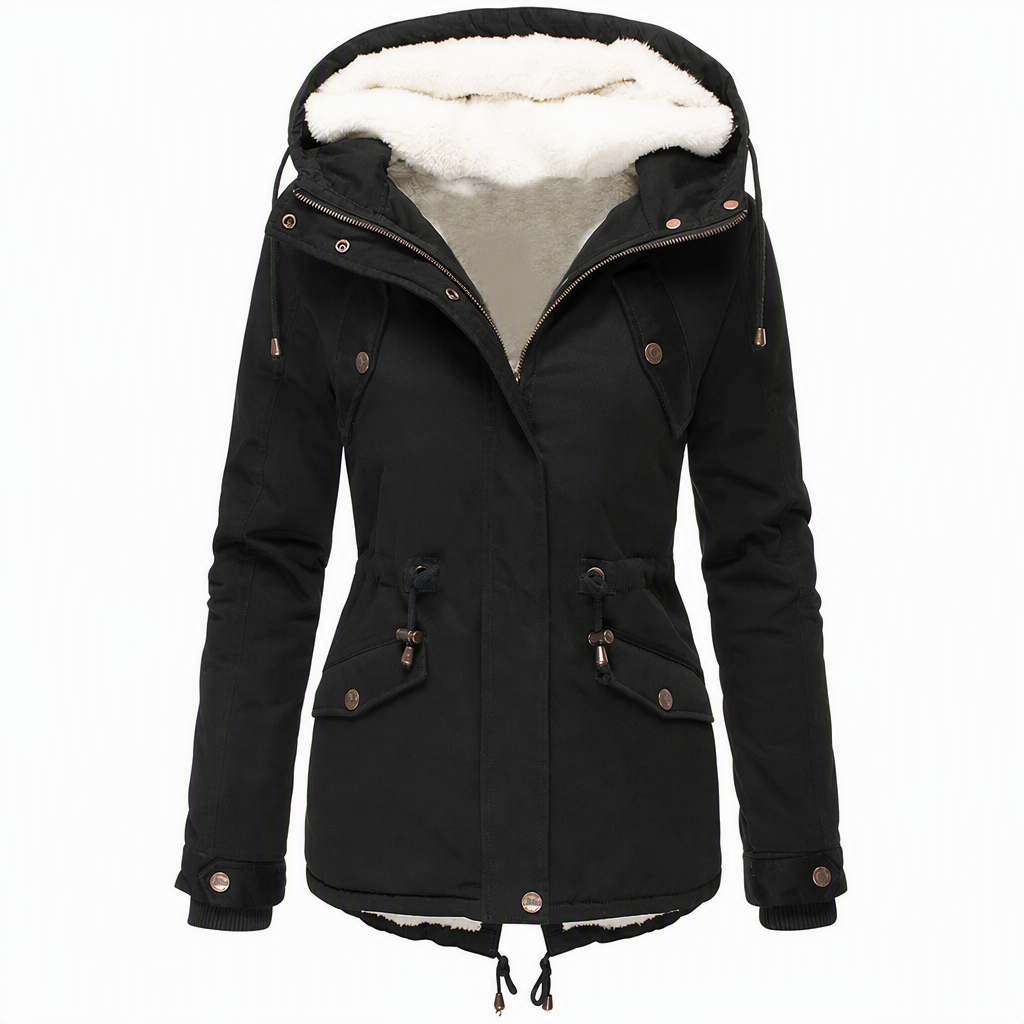 💥Jetzt stark nachgefragt! Nur wenig übrig!💥 Winterliche wattierte Damenjacke mit Kapuze und Fleecefutter