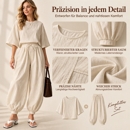 📢🎉50%Rabatt!!!🛍️✨Damen-Strukturshirt mit Fledermausärmeln und Laternenhose