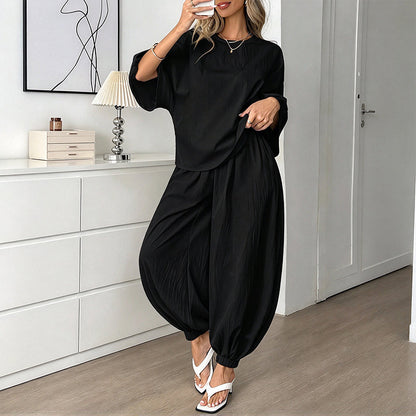 📢🎉50%Rabatt!!!🛍️✨Damen-Strukturshirt mit Fledermausärmeln und Laternenhose