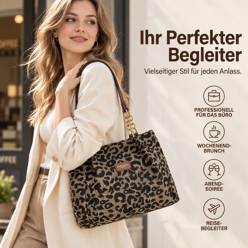Retro Leopardenmuster Einkaufstasche für Damen