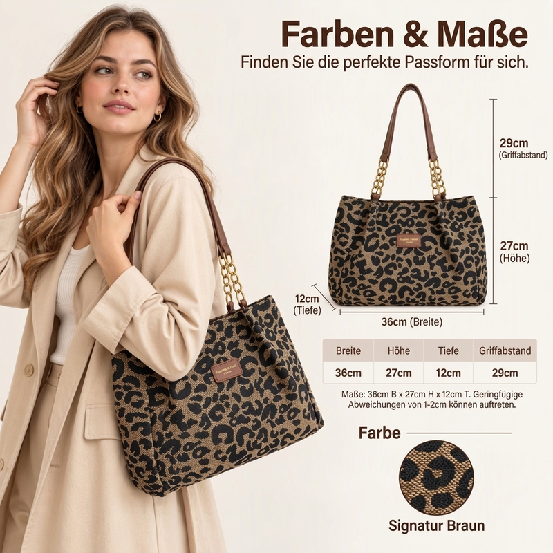 Retro Leopardenmuster Einkaufstasche für Damen