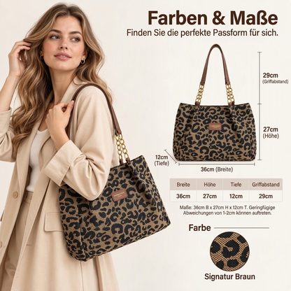 Retro Leopardenmuster Einkaufstasche für Damen