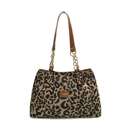Retro Leopardenmuster Einkaufstasche für Damen