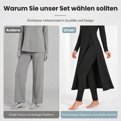📢🎉50%Rabatt!!!🛍️✨ 2-teiliges Damen-Set: geripptes Longline-Top & schmale Hose