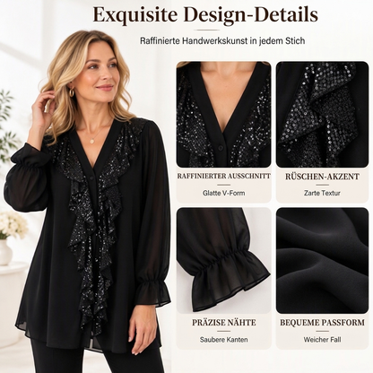 📢Kundenliebling! Jetzt kaufen!📢 Damen V-Ausschnitt Pailletten-Chiffonbluse