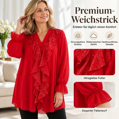 📢Kundenliebling! Jetzt kaufen!📢 Damen V-Ausschnitt Pailletten-Chiffonbluse