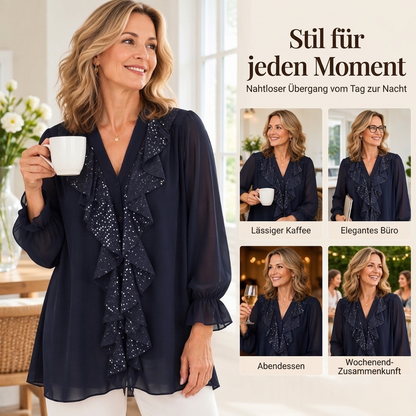 📢Kundenliebling! Jetzt kaufen!📢 Damen V-Ausschnitt Pailletten-Chiffonbluse