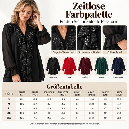 📢Kundenliebling! Jetzt kaufen!📢 Damen V-Ausschnitt Pailletten-Chiffonbluse