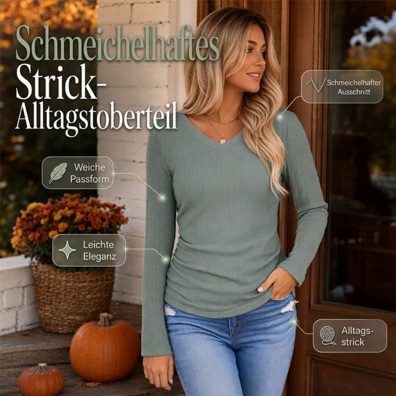 🥳🥳50%Rabatt!!!🛍️✨ Elegantes Damen-Strickoberteil mit V-Ausschnitt