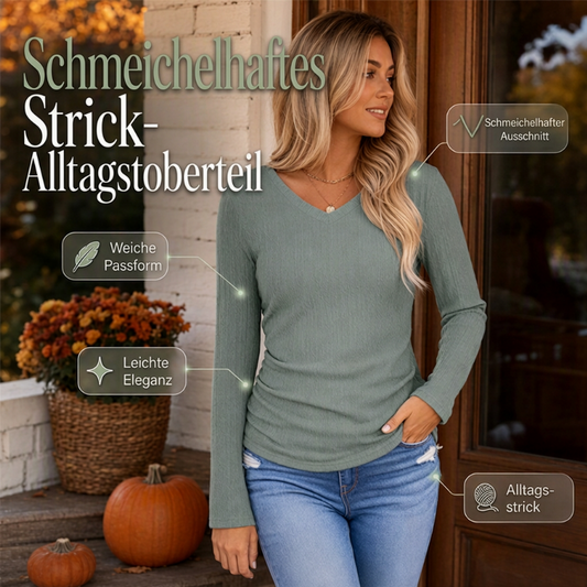 🥳🥳50%Rabatt!!!🛍️✨ Elegantes Damen-Strickoberteil mit V-Ausschnitt