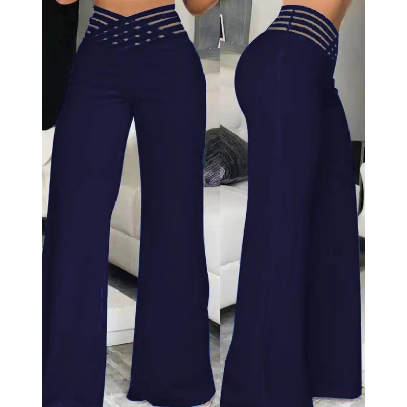 Freizeit-Hose für Damen mit hohem Bund und weitem Bein