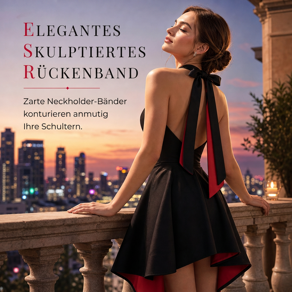 Damen Elegantes Schwarz Colorblock Kleid Figurbetont Taille betonendes Partykleid