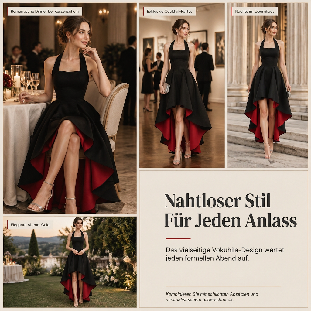 Damen Elegantes Schwarz Colorblock Kleid Figurbetont Taille betonendes Partykleid