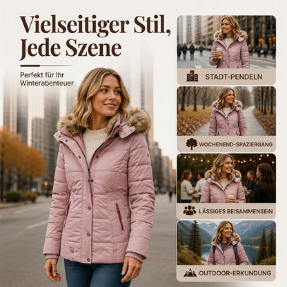 ⭐Damen taillierte gesteppte Jacke mit Kapuze