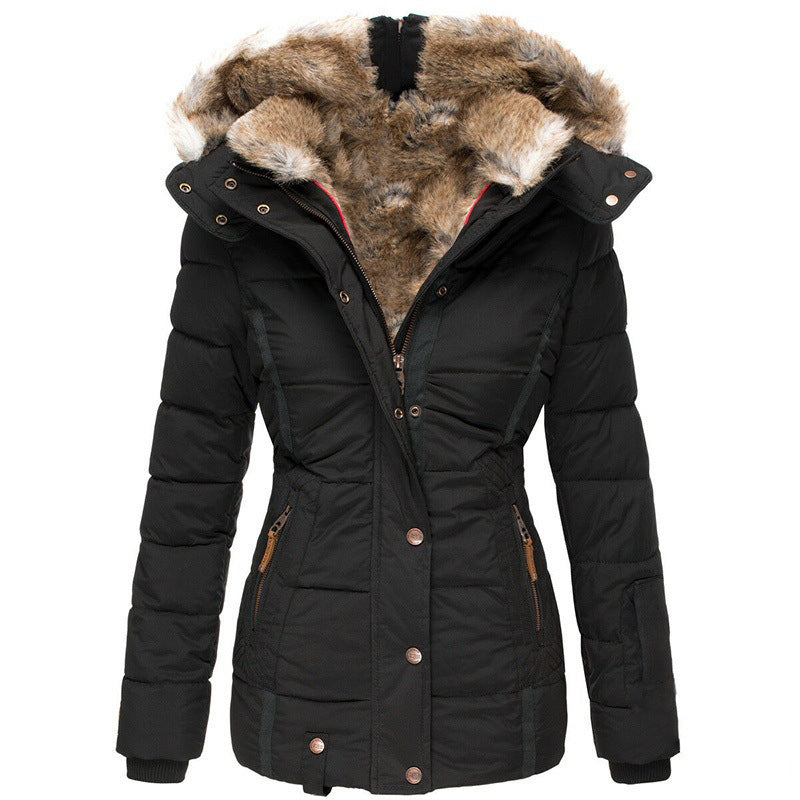 ⭐Damen taillierte gesteppte Jacke mit Kapuze
