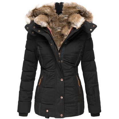 ⭐Damen taillierte gesteppte Jacke mit Kapuze