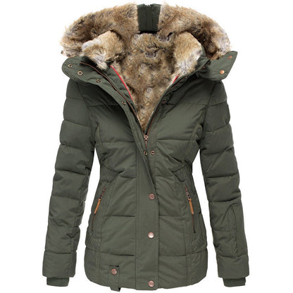 ⭐Damen taillierte gesteppte Jacke mit Kapuze