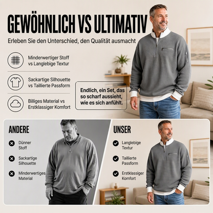 📢Heiß begehrt!📢 Lässiges Waffelstrick-Viertelreißverschluss-Sweatshirt für Herren