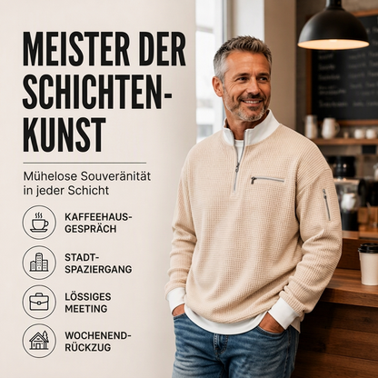 📢Heiß begehrt!📢 Lässiges Waffelstrick-Viertelreißverschluss-Sweatshirt für Herren