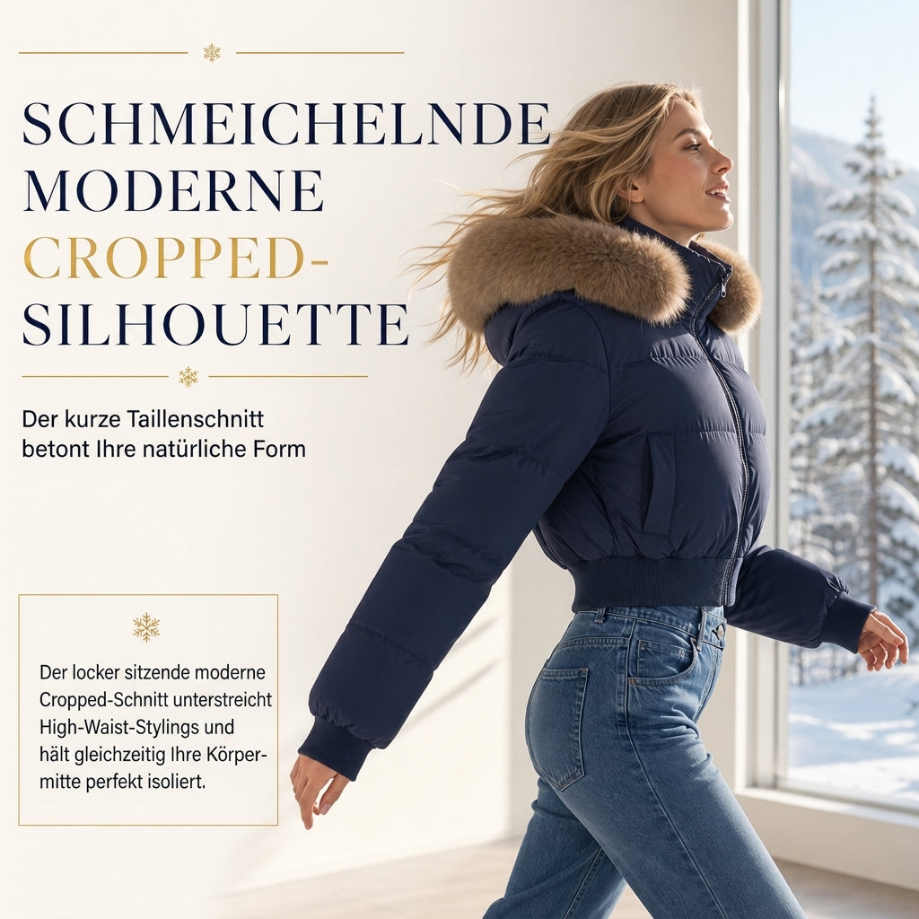 🥳Über 10.000 positive Bewertungen! 50% Rabatt!🥳 Kurze gepolsterte Winterkapuzenjacke für Damen mit Pelzkragen