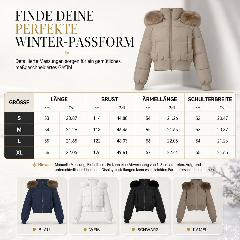 🥳Über 10.000 positive Bewertungen! 50% Rabatt!🥳 Kurze gepolsterte Winterkapuzenjacke für Damen mit Pelzkragen