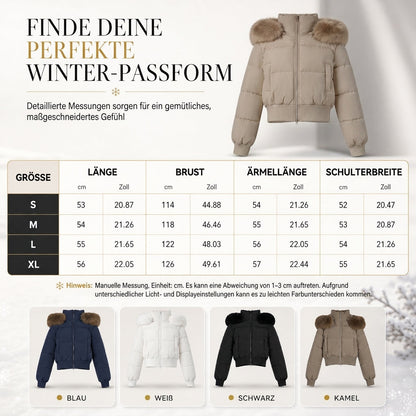 🥳Über 10.000 positive Bewertungen! 50% Rabatt!🥳 Kurze gepolsterte Winterkapuzenjacke für Damen mit Pelzkragen