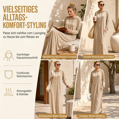 🌟Nr. 1 Bestseller + 50% Rabatt!🌟Damen Uni-Farb Casual Kapuzenkleid