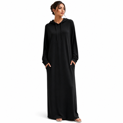 🌟Nr. 1 Bestseller + 50% Rabatt!🌟Damen Uni-Farb Casual Kapuzenkleid
