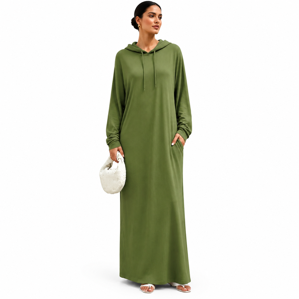 🌟Nr. 1 Bestseller + 50% Rabatt!🌟Damen Uni-Farb Casual Kapuzenkleid