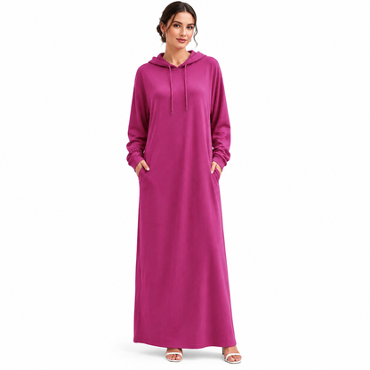 🌟Nr. 1 Bestseller + 50% Rabatt!🌟Damen Uni-Farb Casual Kapuzenkleid