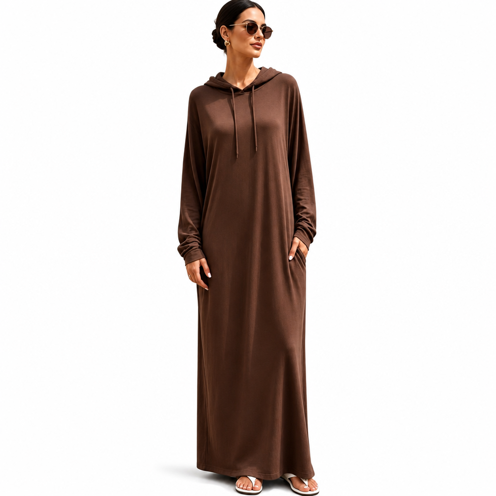 🌟Nr. 1 Bestseller + 50% Rabatt!🌟Damen Uni-Farb Casual Kapuzenkleid