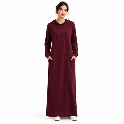 🌟Nr. 1 Bestseller + 50% Rabatt!🌟Damen Uni-Farb Casual Kapuzenkleid