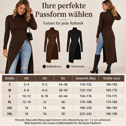 📢🎉50%Rabatt!!!🛍️✨Damen Rollkragen Langteil mit hohem Schlitz