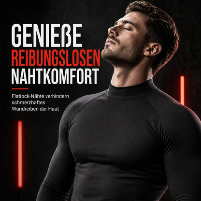 Herren Thermo-Kompressions-Langarmshirt mit Stehkragen – warm gefüttert, ideal als Unterziehshirt für Sport, Laufen & Training