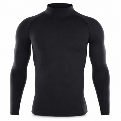 Herren Thermo-Kompressions-Langarmshirt mit Stehkragen – warm gefüttert, ideal als Unterziehshirt für Sport, Laufen & Training
