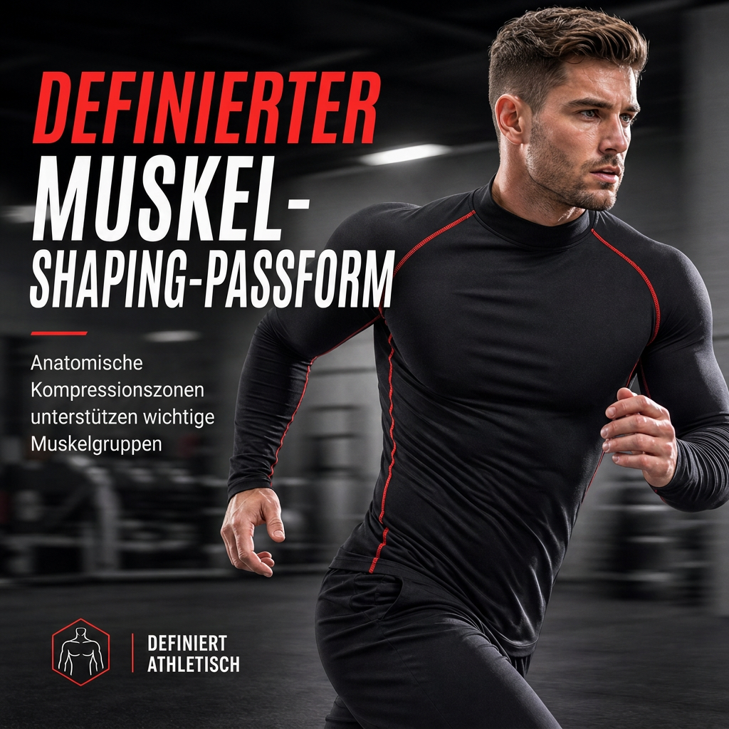 Herren Thermo-Kompressions-Langarmshirt mit Stehkragen – warm gefüttert, ideal als Unterziehshirt für Sport, Laufen & Training