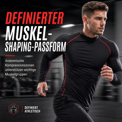 Herren Thermo-Kompressions-Langarmshirt mit Stehkragen – warm gefüttert, ideal als Unterziehshirt für Sport, Laufen & Training