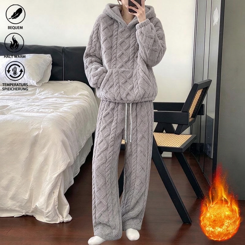 🔥 50% RABATT + GRATIS VERSAND 🚚 Flauschiges 2-teiliges Damen-Loungewear-Set – Hoodie & Hose