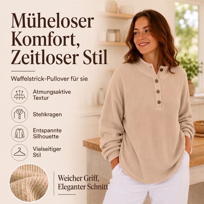 🔥Heiß begehrt! Jetzt sichern!🔥 Damen Waffelstrick Henley Sweatshirt