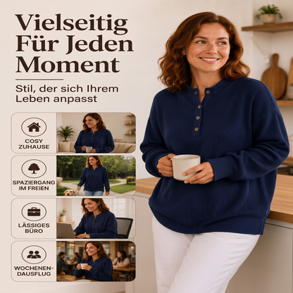 🔥Heiß begehrt! Jetzt sichern!🔥 Damen Waffelstrick Henley Sweatshirt