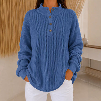 🔥Heiß begehrt! Jetzt sichern!🔥 Damen Waffelstrick Henley Sweatshirt