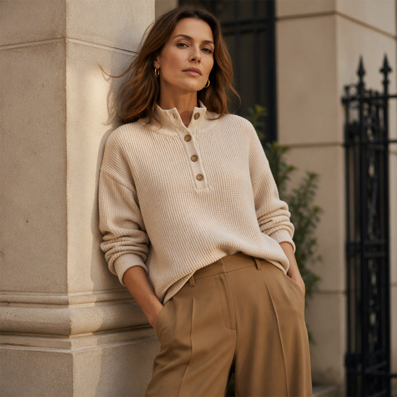 🔥Heiß begehrt! Jetzt sichern!🔥 Damen Waffelstrick Henley Sweatshirt