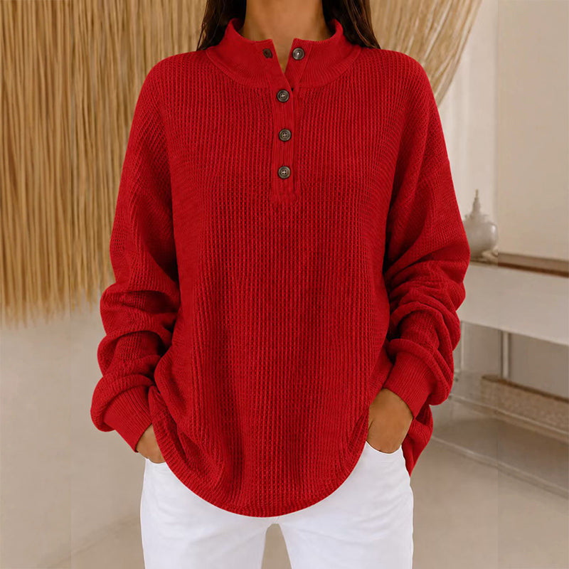 🔥Heiß begehrt! Jetzt sichern!🔥 Damen Waffelstrick Henley Sweatshirt