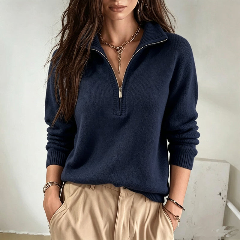 ⚡Flash-Sale! Solange der Vorrat reicht!⚡ Damen Freizeit einfarbiges Halbzip-Sweatshirt