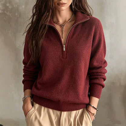 ⚡Flash-Sale! Solange der Vorrat reicht!⚡ Damen Freizeit einfarbiges Halbzip-Sweatshirt