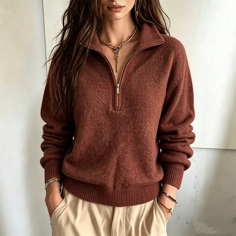 ⚡Flash-Sale! Solange der Vorrat reicht!⚡ Damen Freizeit einfarbiges Halbzip-Sweatshirt