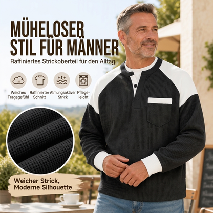 📢🎉50%Rabatt!!!🛍️✨Freizeit-Henley-Oberteil für Herren mit Farbblock-Design und Waffelstrick