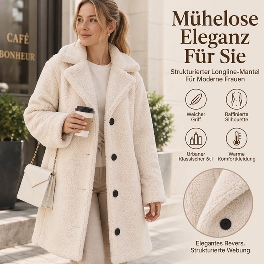 💥Jetzt im Trend!💥 Warmer Plüsch-Knopfleisten-Lapellenmantel für Damen