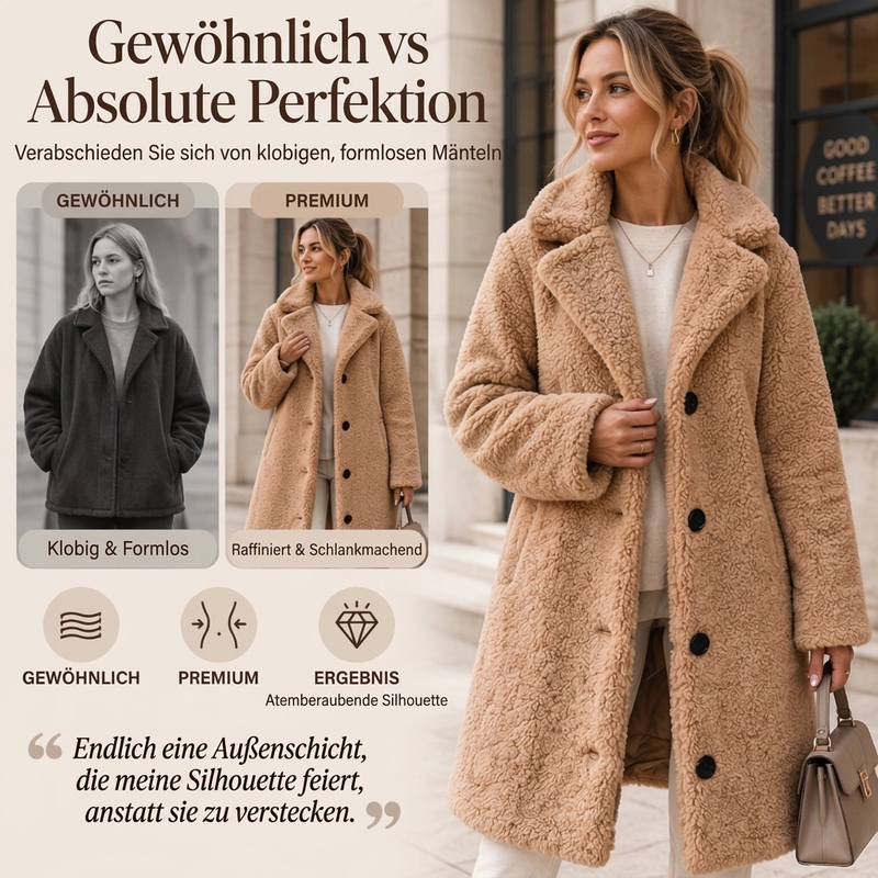 💥Jetzt im Trend!💥 Warmer Plüsch-Knopfleisten-Lapellenmantel für Damen